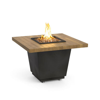American Fyre Designs Cosmopolitan 36-Inch Square Reclaimed Wood Chat Height Fire Table