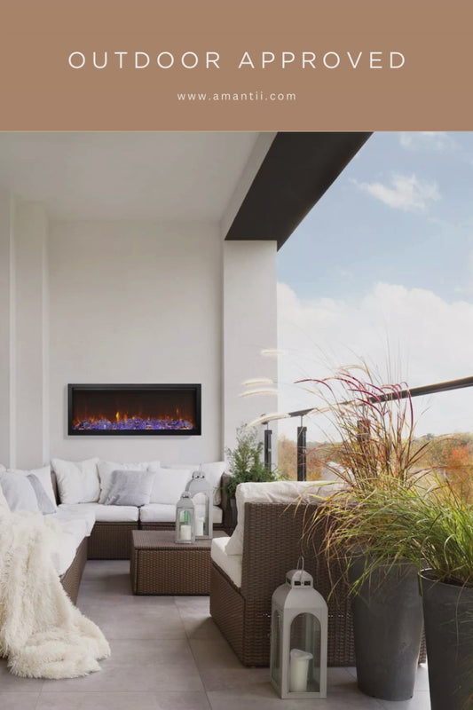 Lumina 50" Clean face Electric Built-in with log and glass, black steel surround